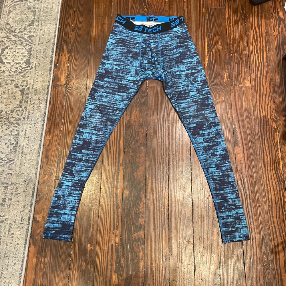 Blue Patterned Thermal pants